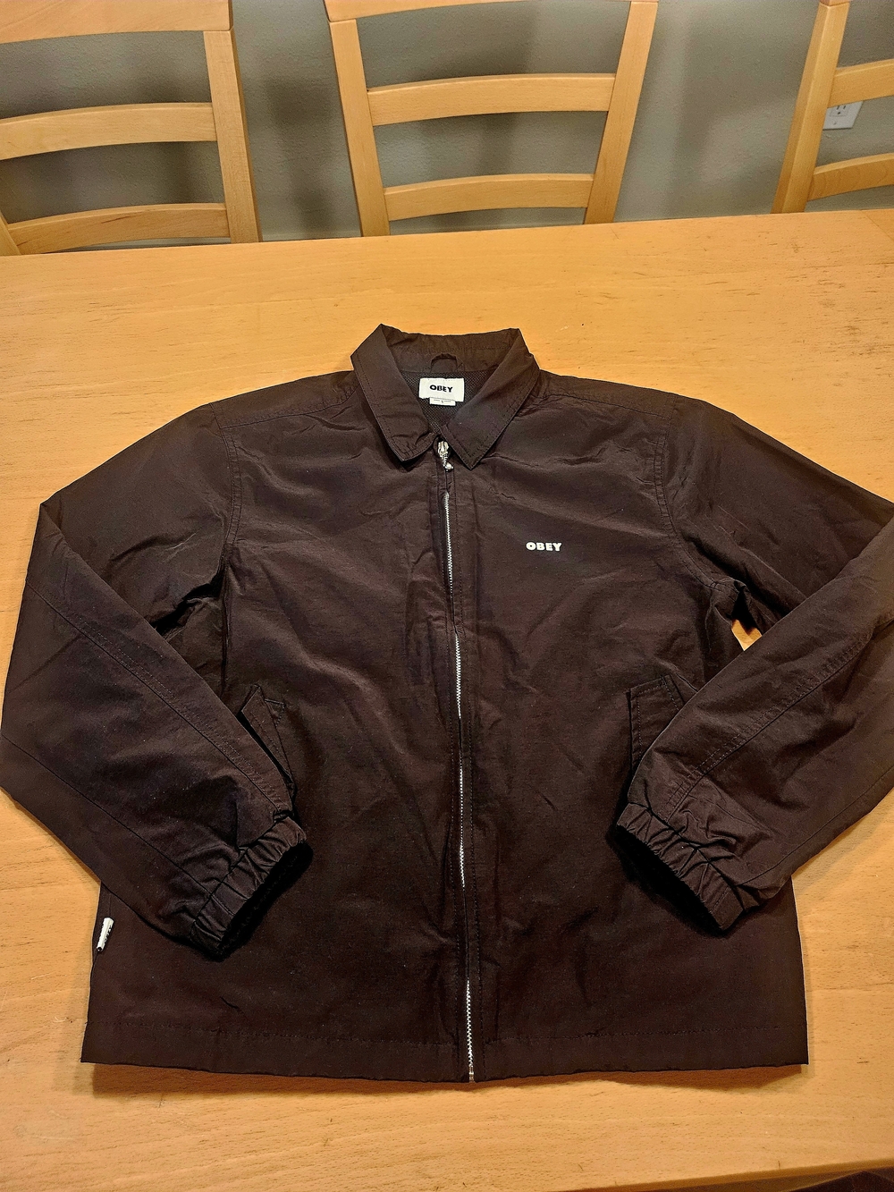 Obey Men's Chocolate Brown Zip-Up Windbreaker Jacket